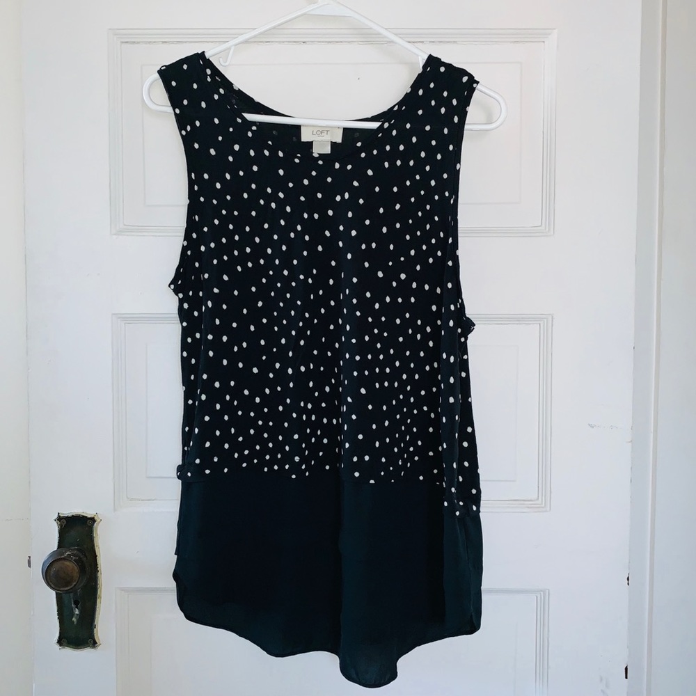 Black and White Trendy Loft by Ann Taylor Tank Top